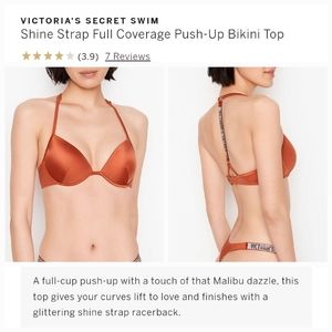 Victorias secret shine strap full coverage push-up bikini swim top 34C